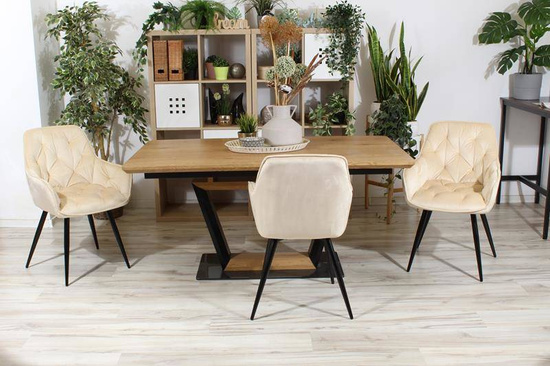 Krzesło fotelowe z podłokietnikami AURORA | beżowy welur, styl loft