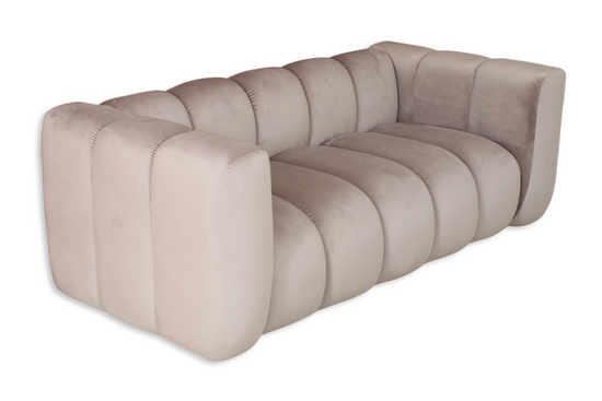 Sofa dwuosobowa na recepcję nowoczesna SOMA 2 tapicerowana jasny szary welur