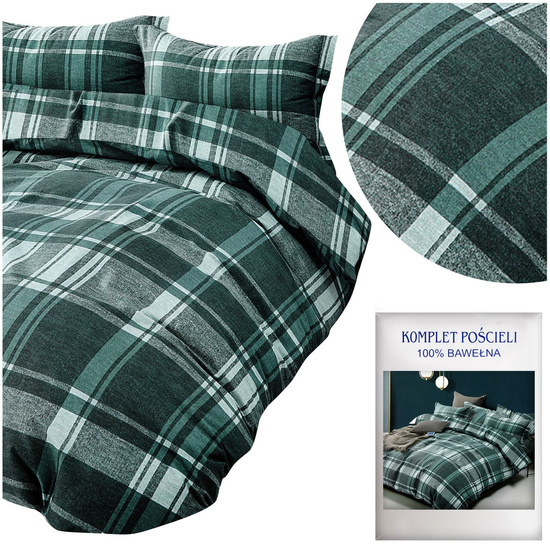 Pościel w kratkę 160 x 200 3cz Satyna Bawełniana nr A1660