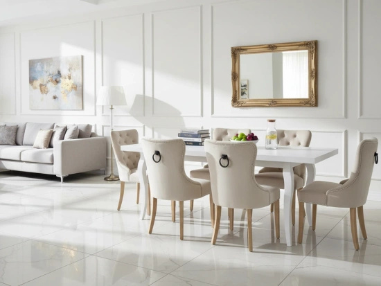 Pikowane krzesło tapicerowane GOLDI proste nogi