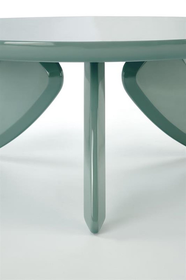 Designerska ława SORAYA 2 w kolorze jasnoniebieskim z lakierowanym blatem