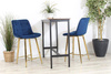Welurowe krzesło barowe niskie PROXI pikowane granatowe na złotych nogach