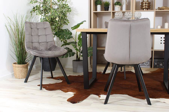 Welurowe Krzesło do jadalni TRIBAL szare