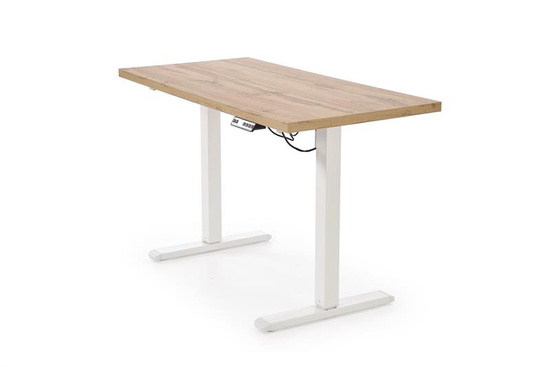 Biurko z elektryczną regulacją wysokości B54 w kolorze dąb artisan na białym stelażu 120 cm
