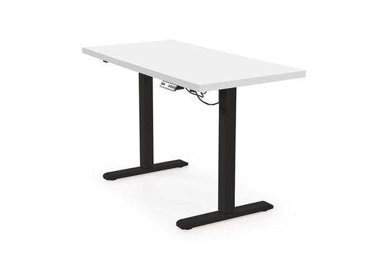 Biurko z regulacją wysokości B54 w kolorze białym na czarnym stelażu 120 cm