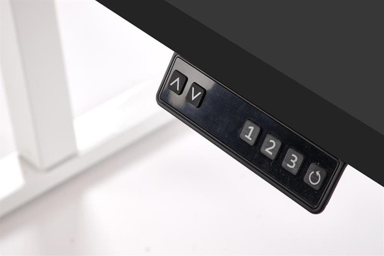 Biurko z regulacją wysokości B54 w czarnym kolorze na białym stelażu 120 cm