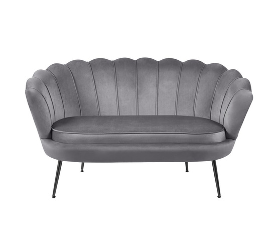 Sofa VIDAL w szarym welurze na czarnych nóżkach