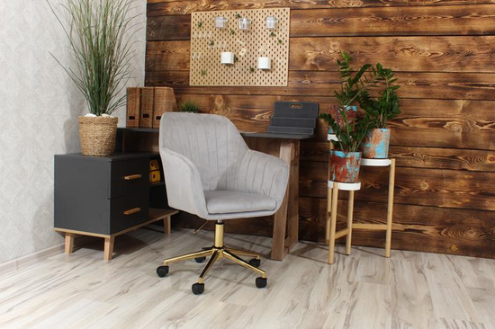 Fotel kubełkowy do biurka FABIO szary/złoty