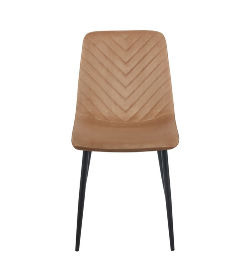 Stylowe krzesło welurowe ESLA ciemno-beżowe z czarnymi nogami