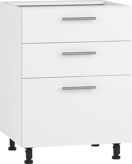 Szafka dolna VENTO D3S-60/82 w białym macie z trzema szufladami i mechanizmem Hettich 