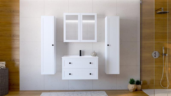 TORETO Szafka pod umywalkę 80/2S (MDF ramiak) biały 