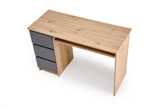 Biurko CINO w połączeniu dębu artisan i grafitu z szufladami