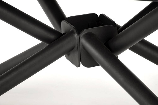 Zestaw loftowy do jadalni stół rozkładany VITORINO z 4 krzesłami K535 z obrotowym siedziskiem czarny marmur z czarnymi nogami