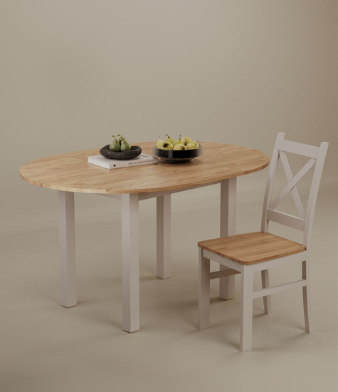 Stół rozkładany okrągły VALERIO dąb złoty craft / biały