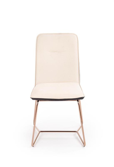 Krzesło K390 kremowe z ciemnopopielatym akcentem i złotą podstawą 