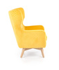 Fotel wypoczynkowy MARVEL w kolorze żółtym z nogami w odcieniu naturalnego drewna