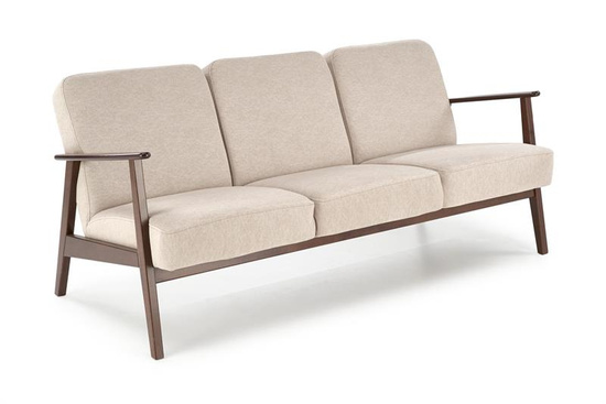 Sofa z drewnianymi podłokietnikami MILANO 3S w kolorze beżowym Castel 15