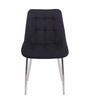 Welurowe Krzesło do jadalni IVO czarne ze srebrnymi nogami