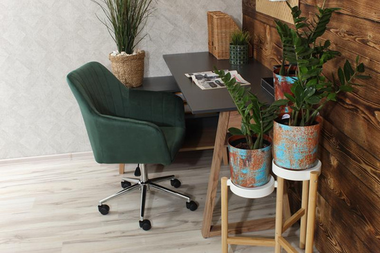 Fotel kubełkowy do biurka  FABIO zielony/chrom