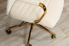 Welurowy fotel biurowy DORIAN kremowy na złotym stelażu