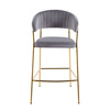 Krzesło barowe w stylu glamour MARGO szary welur /złoty