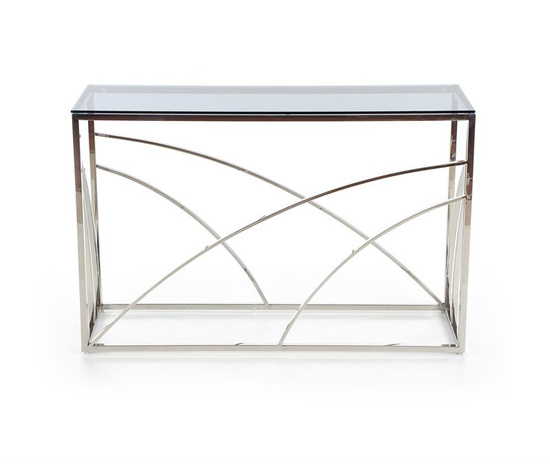 Stylowa konsolka KN5 ze szkłem dymionym i srebrnym stelażem