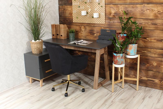 Fotel kubełkowy do biurka FABIO czarny/złoty