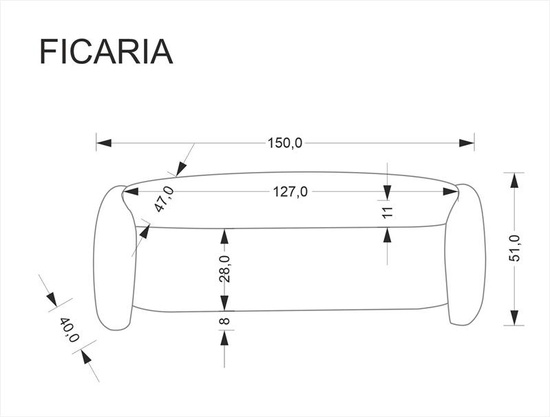 Ławka FICARIA w kremowej tkaninie boucle