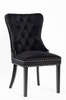 Krzesło na sprężynach pikowane z kołatką i ćwiekami HUGO czarne