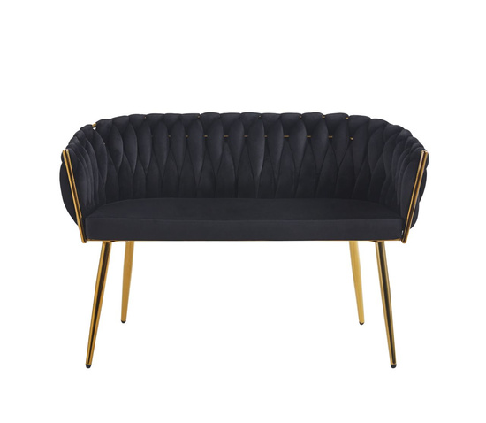 Sofa ROSA w czarnym welurze ze złotymi elementami