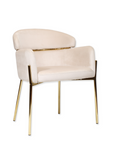 Krzesło z podłokietnikami glamour ze złotym łącznikiem LUNGO VELVET ciemny beż na złotym stelażu