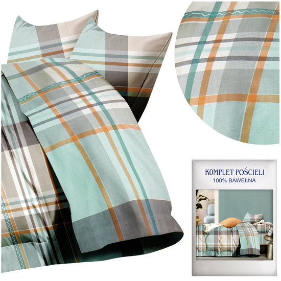 Pościel w kratkę 160 x 200 3cz Satyna Bawełniana nr A1703