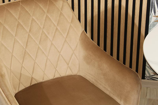 Krzesło w przeszycia skośne CARBO ciemny beż z czarnymi nóżkami