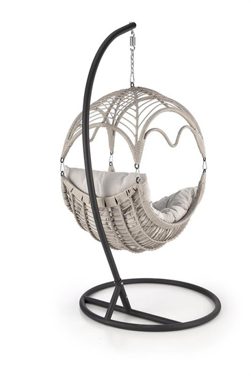 Nowoczesny fotel ogrodowy RASMUS w kolorze jasny popiel z leżanką