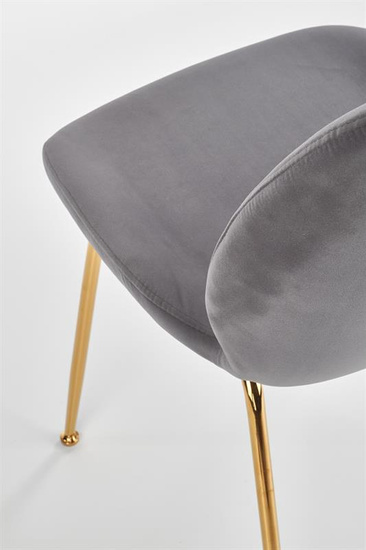 Krzesło K381 w kolorze popielatym ze złotą podstawą