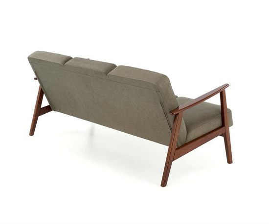 Sofa z drewnianymi podłokietnikami MILANO 3S w kolorze oliwkowym Castel 39