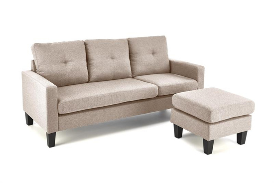 Sofa z podnóżkiem GERSON beżowa tkanina