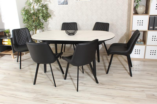 Tapicerowane krzesło do jadalni DORA | czarna ekoskóra