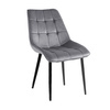 Welurowe Krzesło do jadalni IVO szare z czarnymi nogami