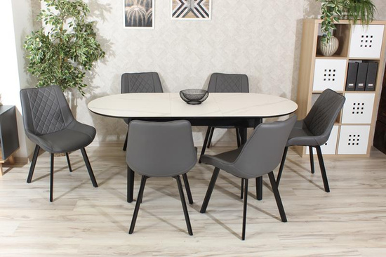 Tapicerowane krzesło do jadalni DORA | szara ekoskóra