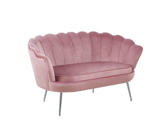 Sofa VIDAL w różowym welurze na srebrnych nóżkach