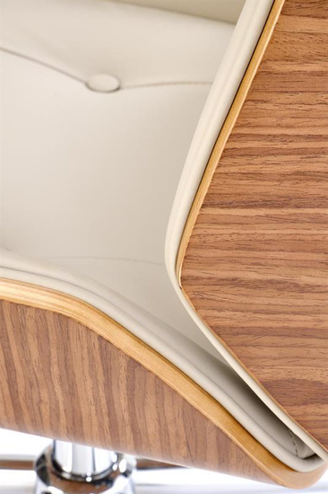 Fotel gabinetowy WEBSTER w odcieniu orzechowego drewna i beżowej ekoskóry