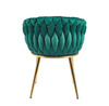 Krzesło welurowe ROSA 2 w zieleni na eleganckim złocie