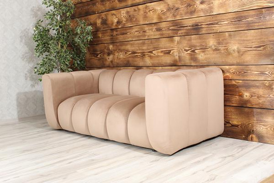 Sofa dwuosobowa welurowa na recepcję nowoczesna SOMA 2 tapicerowana ciemny beż