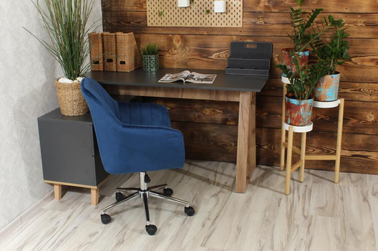 Fotel kubełkowy do biurka FABIO granatowy/chrom