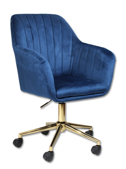 Fotel kubełkowy do biurka FABIO granatowy/złoty