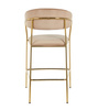 Krzesło barowe w stylu glamour MARGO ciemny beżowy welur /złoty
