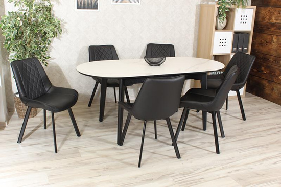 Tapicerowane krzesło do jadalni DORA | czarna ekoskóra