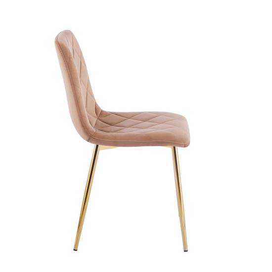 Stylowe krzesło welurowe ADEL ciemno-beżowe ze złotymi nogami