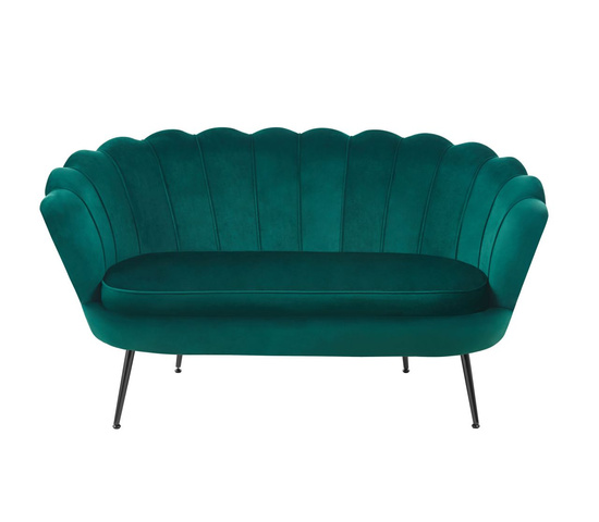Sofa VIDAL w zielonym welurze na czarnych nóżkach